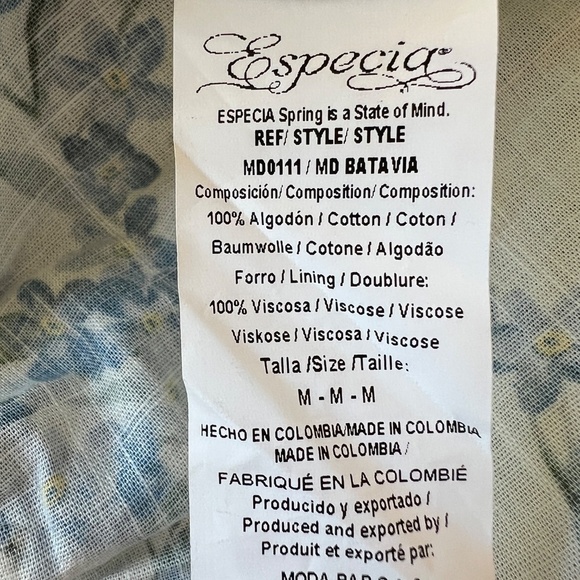 ESPECIA MAXI DRESS M FLORAL COTTON SMOCKED OFF SHOULDER SLEEVES SUMMER FEMININE - Picture 13 of 13